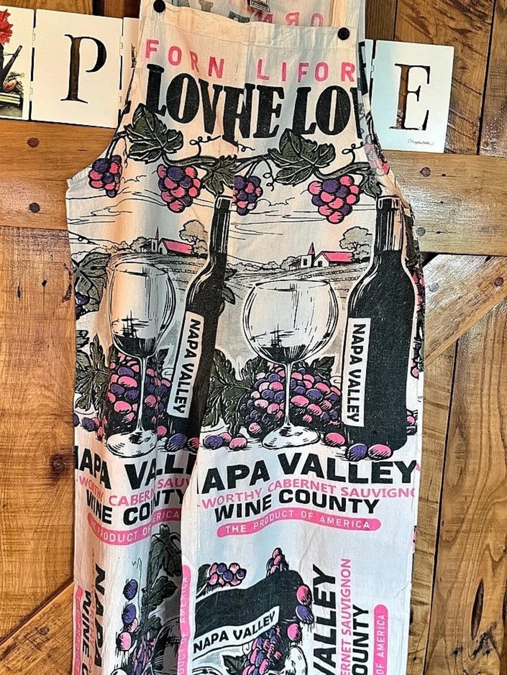 VINTAGE SACK FLOUR SACK OVERALLS WINE/VINEYARD NWOT85